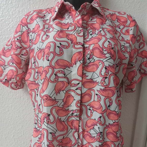 SSLR EUC Flamingo Button Down - Picture 1 of 5